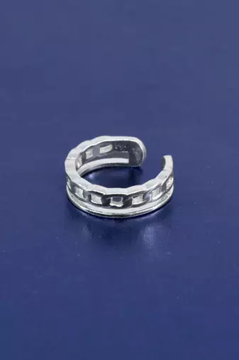 fine cuff design brass kundan silver plated adjustable finger ring for women and girls