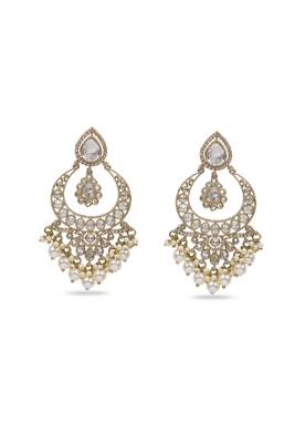 royal oval shape chendelier brass kundan antique gold plated chandelier earring for women and girls 2