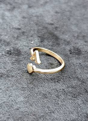 fancy heart and "a"letter stackable rings brass gold plated adjustable finger ring for women 2