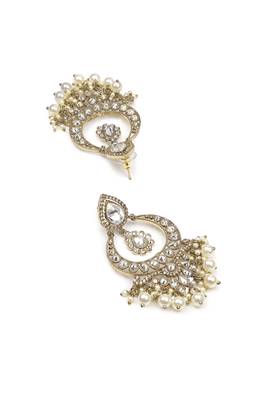 royal oval shape chendelier brass kundan antique gold plated chandelier earring for women and girls 4