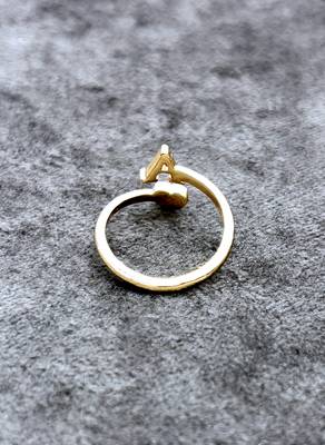 fancy heart and "a"letter stackable rings brass gold plated adjustable finger ring for women 3