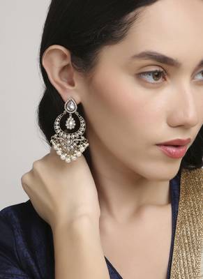 royal oval shape chendelier brass kundan antique gold plated chandelier earring for women and girls 5
