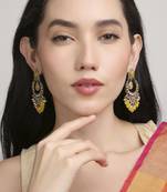 smooth oval shape chendelier brass kundan antique gold plated chandelier earring for women and girls