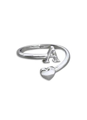 fine heart and "a"letter stackable rings brass silver plated adjustable finger ring for women 2