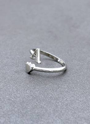 fine heart and "a"letter stackable rings brass silver plated adjustable finger ring for women 3