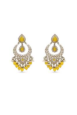 smooth oval shape chendelier brass kundan antique gold plated chandelier earring for women and girls 2