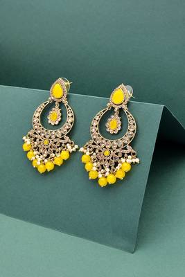 smooth oval shape chendelier brass kundan antique gold plated chandelier earring for women and girls 3
