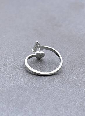 fine heart and "a"letter stackable rings brass silver plated adjustable finger ring for women 4