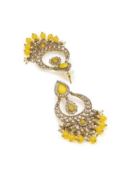 smooth oval shape chendelier brass kundan antique gold plated chandelier earring for women and girls 4