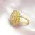 flowing flower design cz studded brass gold plated adjustable finger ring for women and girls