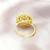 flowing flower design cz studded brass gold plated adjustable finger ring for women and girls