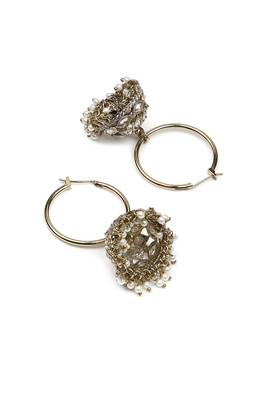 superb paisley and circle pearl brass kundan antique gold plated jhumki earring for women and girls 4