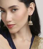 trendy elephant and leaf shape brass kundan antique gold plated jhumki earring for women and girls