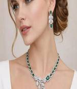emerald green cz necklace earrings set | indian bridal jewellery