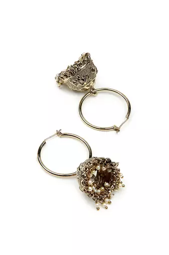 trendy elephant and leaf shape brass kundan antique gold plated jhumki earring for women and girls