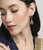 splendid oval shape brass kundan antique gold plated jhumki earring for women and girls