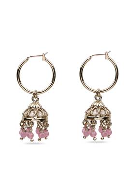 splendid oval shape brass kundan antique gold plated jhumki earring for women and girls 2
