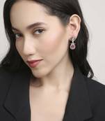 stylish oval and flower design brass kundan antique gold plated dangle earring for women and girls