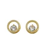modish round shape center stone brass gold plated stud earring for women and girls