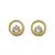 modish round shape center stone brass gold plated stud earring for women and girls