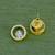modish round shape center stone brass gold plated stud earring for women and girls