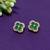 trendy flower design green stone brass gold plated stud earring for women and girls