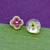 superb flower design pink stone brass gold plated stud earring for women and girls