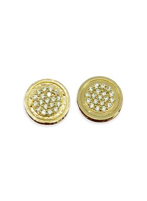 pleasing round shape cz studded brass gold plated stud earring for women and girls 2