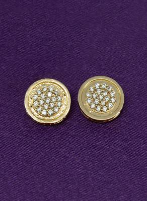 pleasing round shape cz studded brass gold plated stud earring for women and girls 3