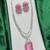 art deco pink tourmaline emerald cut statement necklace earrings set | platinum plated bridal jewellery