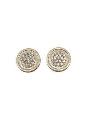 fancy round shape cz studded brass antique gold plated stud earring for women and girls 2