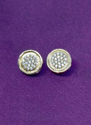 fancy round shape cz studded brass antique gold plated stud earring for women and girls 3