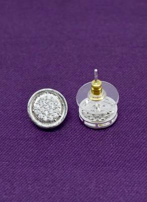fine round shape cz studded brass silver plated stud earring for women and girls 4