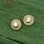 finely round shape center stone brass gold plated stud earring for women and girls