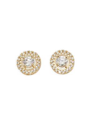 finely round shape center stone brass gold plated stud earring for women and girls 2