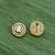 finely round shape center stone brass gold plated stud earring for women and girls