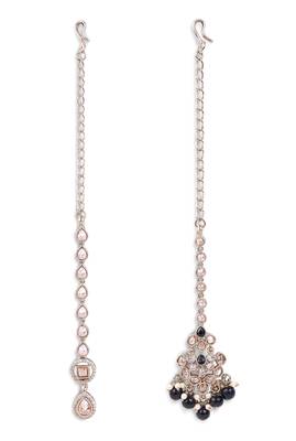 Traditional oval shape silver gold plated brass set of 2 combo maang tikka for women 2