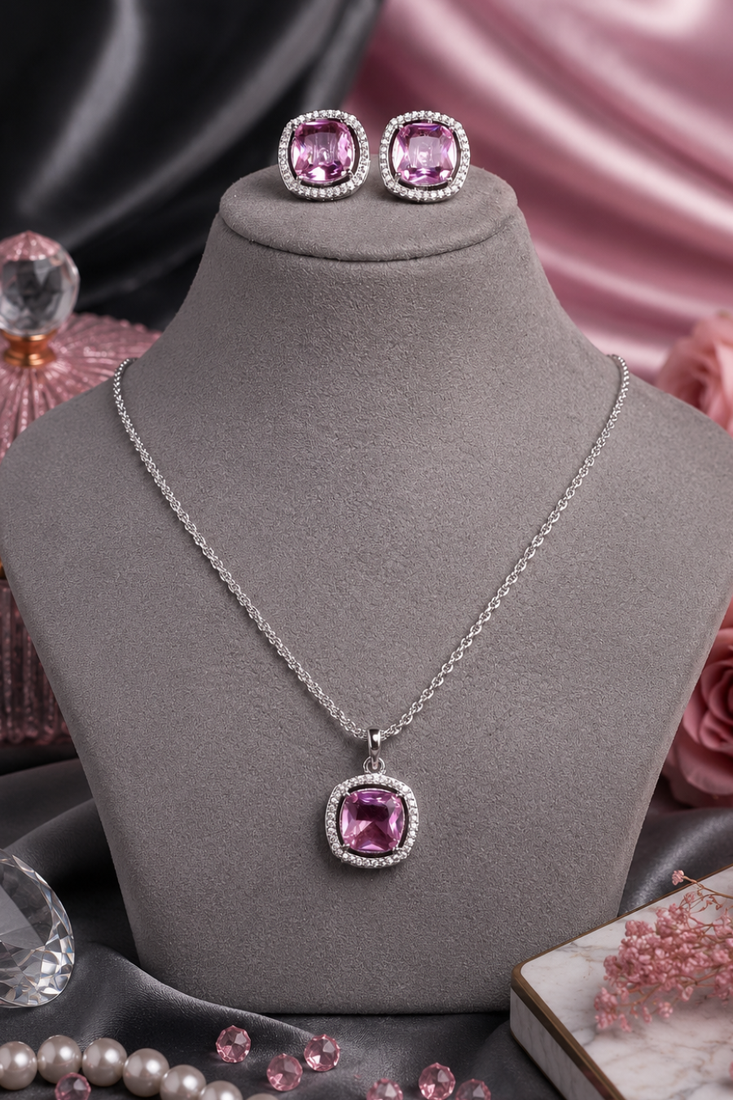 Rhodium Finish Elite Grace Necklace Set