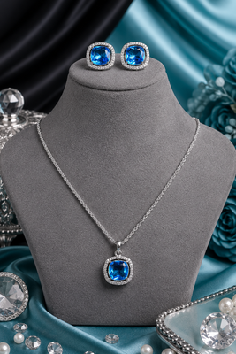 Rhodium finish prestige glow necklace set 2