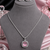 Rhodium finish divine halo necklace set
