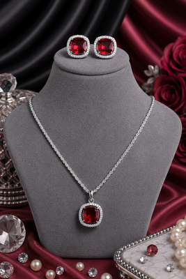 Rhodium finish luxe radiance necklace set 2