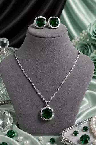 Rhodium finish timeless spark necklace set