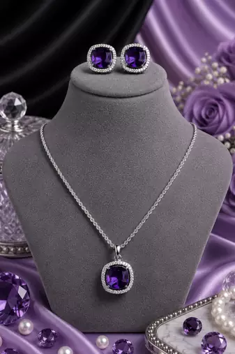 Rhodium finish celestial glow necklace set