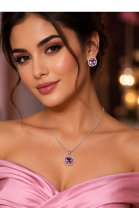 Rhodium Finish Elite Grace Necklace Set 3