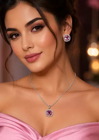 Rhodium Finish Elite Grace Necklace Set