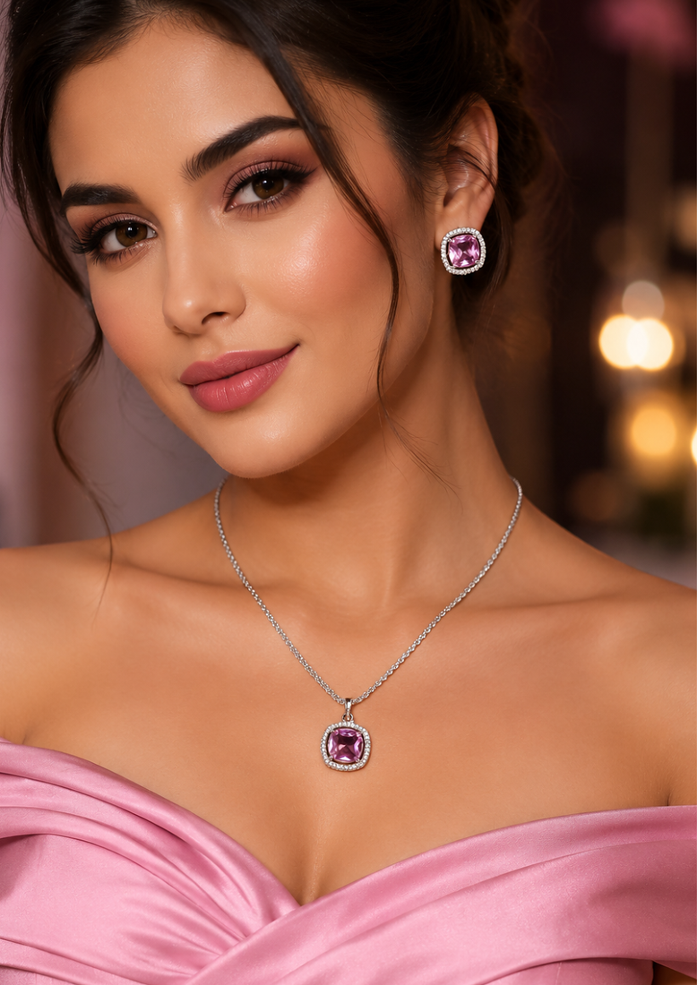 Rhodium Finish Elite Grace Necklace Set
