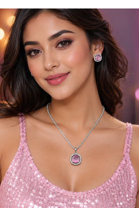 Rhodium finish divine halo necklace set 3