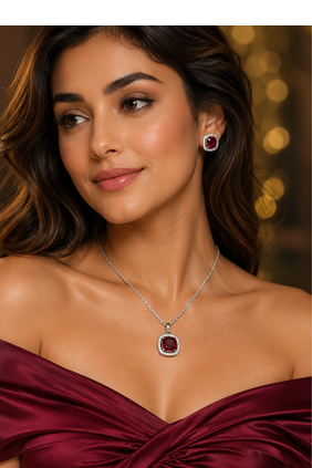 Rhodium finish luxe radiance necklace set 3