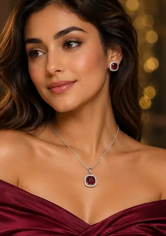 Rhodium finish luxe radiance necklace set