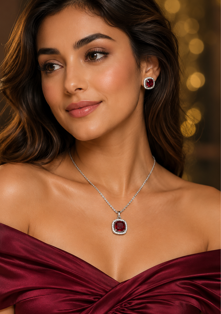 Rhodium finish luxe radiance necklace set